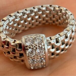 Silpada Sterling 925 Silver Stretch CZ Ring R2980 Sz 6-9